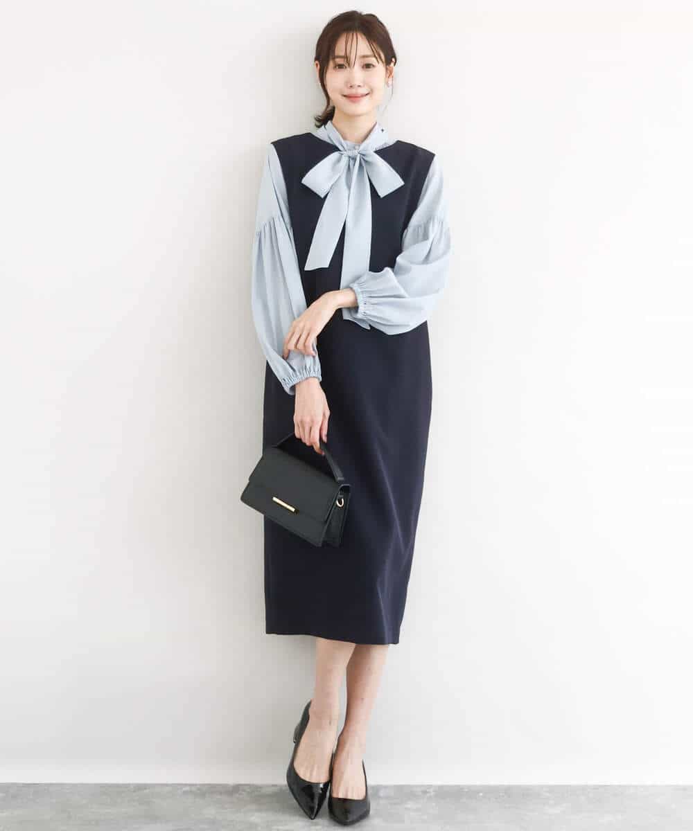 FUEFD01230 MK MICHEL KLEIN(MK ミッシェルクラン) バックフリルデザイン ジャンパースカート/洗える ネイビー