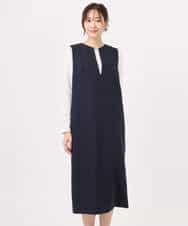 FUEFD01230 MK MICHEL KLEIN(MK ミッシェルクラン) バックフリルデザイン ジャンパースカート/洗える ネイビー