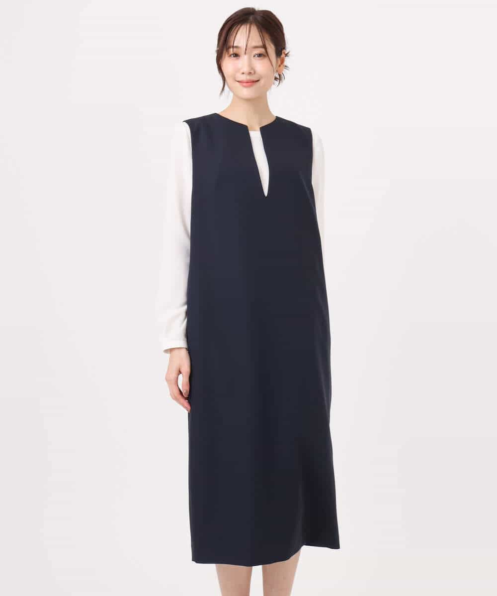 FUEFD01230 MK MICHEL KLEIN(MK ミッシェルクラン) バックフリルデザイン ジャンパースカート/洗える ネイビー