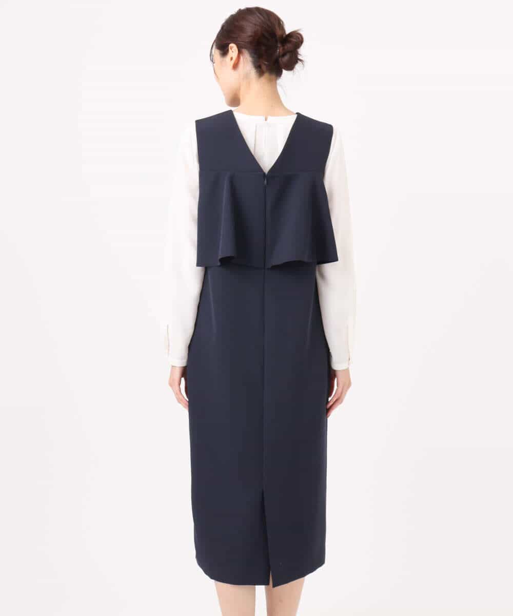 FUEFD01230 MK MICHEL KLEIN(MK ミッシェルクラン) バックフリルデザイン ジャンパースカート/洗える ネイビー