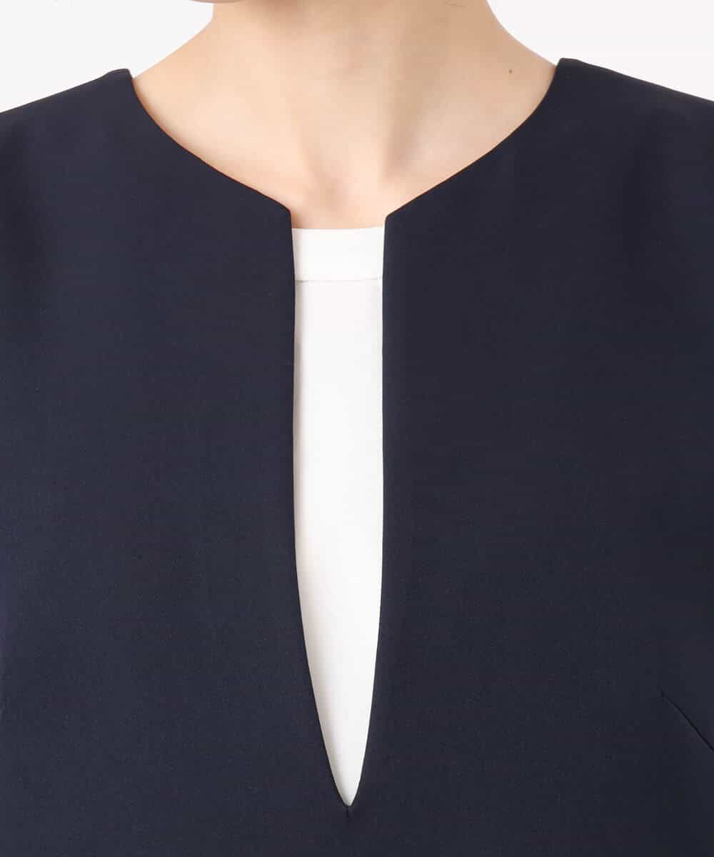 FUEFD01230 MK MICHEL KLEIN(MK ミッシェルクラン) バックフリルデザイン ジャンパースカート/洗える ネイビー