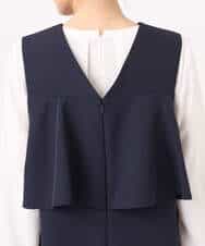 FUEFD01230 MK MICHEL KLEIN(MK ミッシェルクラン) バックフリルデザイン ジャンパースカート/洗える ネイビー