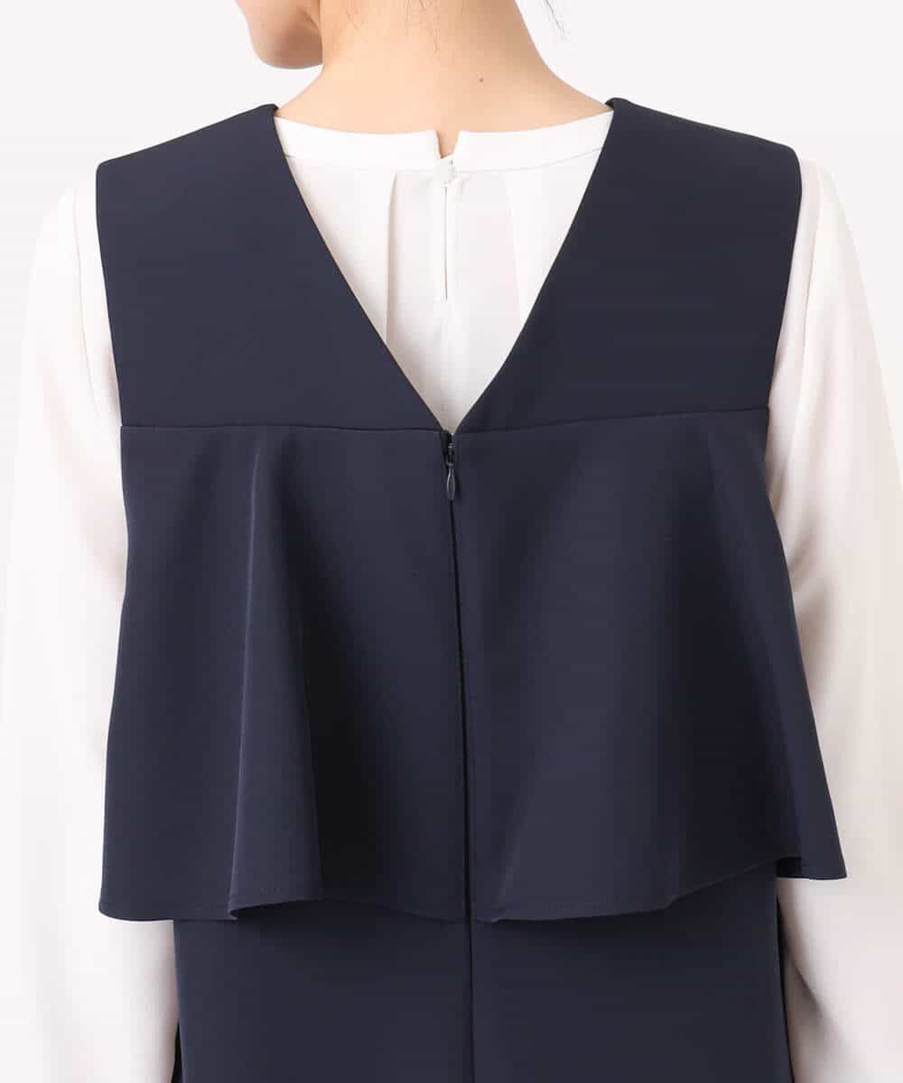 FUEFD01230 MK MICHEL KLEIN(MK ミッシェルクラン) バックフリルデザイン ジャンパースカート/洗える ネイビー