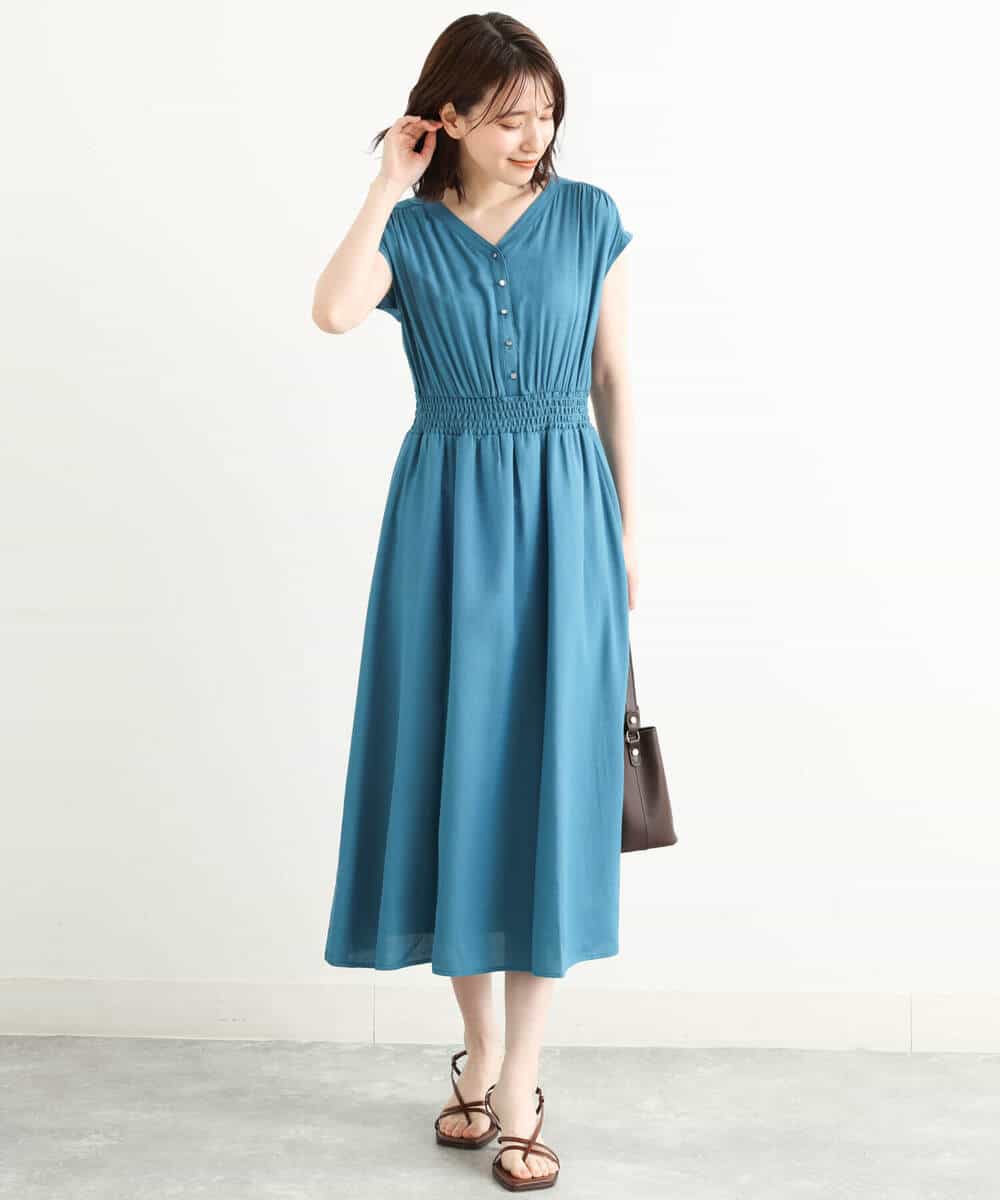 Vネックリネンライクワンピース 洗える ワンピース Mk Michel Klein Mk ミッシェルクラン イトキンオンラインストア