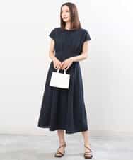 FUEGS05180 MK MICHEL KLEIN(MK ミッシェルクラン) パール調釦デザインタックワンピース/洗える/WEB限定 モカ
