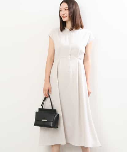 FUEGS08170 MK MICHEL KLEIN リネンライクバンドカラーワンピース/洗える