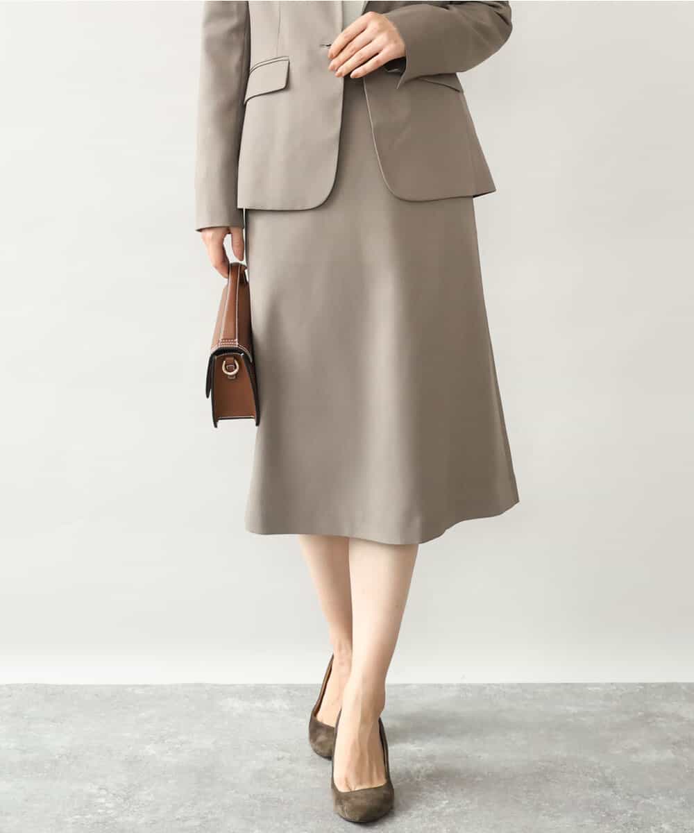 FUHAG30160 MK MICHEL KLEIN(MK ミッシェルクラン) [セットアップ対応/洗える]イージーツイル フレアスカート ベージュ
