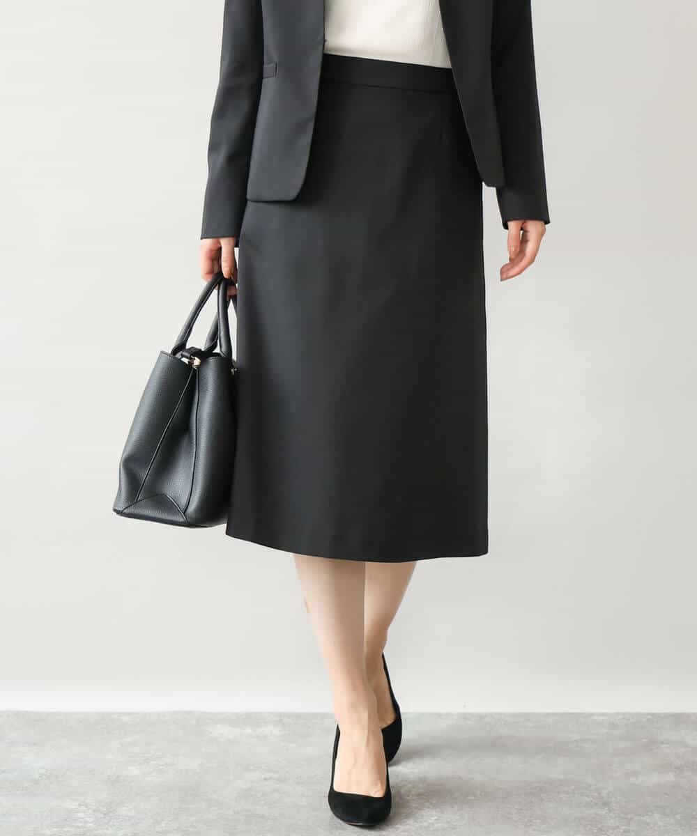 FUHAG30160 MK MICHEL KLEIN(MK ミッシェルクラン) [セットアップ対応/洗える]イージーツイル フレアスカート ブラック