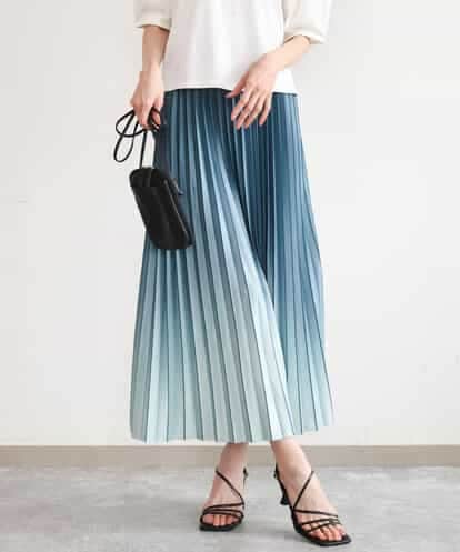 FUHGD02150 MK MICHEL KLEIN [洗える]グラデーションデザインニットプリーツスカート