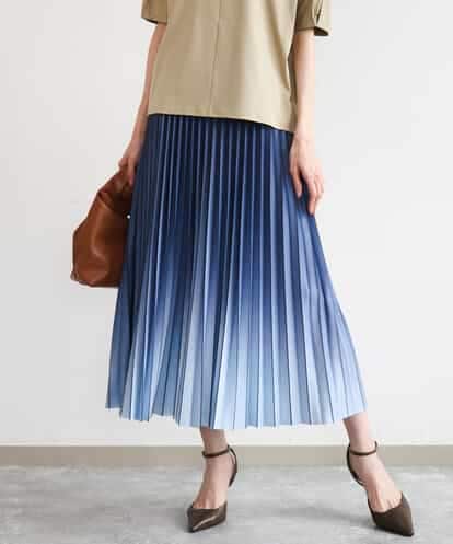 FUHGD02150 MK MICHEL KLEIN [洗える]グラデーションデザインニットプリーツスカート