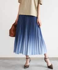 FUHGD02150 MK MICHEL KLEIN(MK ミッシェルクラン) [洗える]グラデーションデザインニットプリーツスカート ブルー