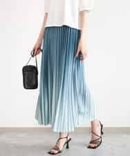 FUHGD02150 MK MICHEL KLEIN(MK ミッシェルクラン) [洗える]グラデーションデザインニットプリーツスカート ブルー