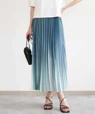 FUHGD02150 MK MICHEL KLEIN(MK ミッシェルクラン) [洗える]グラデーションデザインニットプリーツスカート ブルー