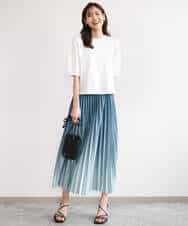 FUHGD02150 MK MICHEL KLEIN(MK ミッシェルクラン) [洗える]グラデーションデザインニットプリーツスカート ブルー