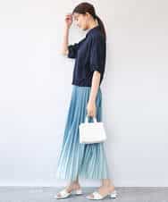 FUHGD02150 MK MICHEL KLEIN(MK ミッシェルクラン) [洗える]グラデーションデザインニットプリーツスカート ブルー