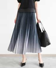 FUHGD02150 MK MICHEL KLEIN(MK ミッシェルクラン) [洗える]グラデーションデザインニットプリーツスカート ブルー