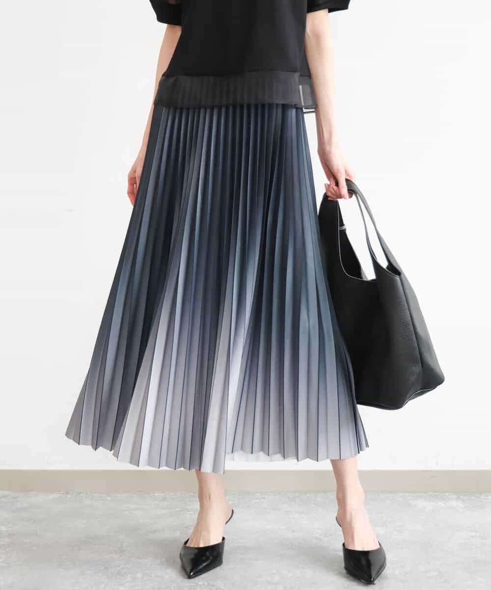 FUHGD02150 MK MICHEL KLEIN(MK ミッシェルクラン) [洗える]グラデーションデザインニットプリーツスカート ブルー