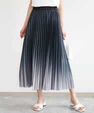 FUHGD02150 MK MICHEL KLEIN(MK ミッシェルクラン) [洗える]グラデーションデザインニットプリーツスカート ブルー