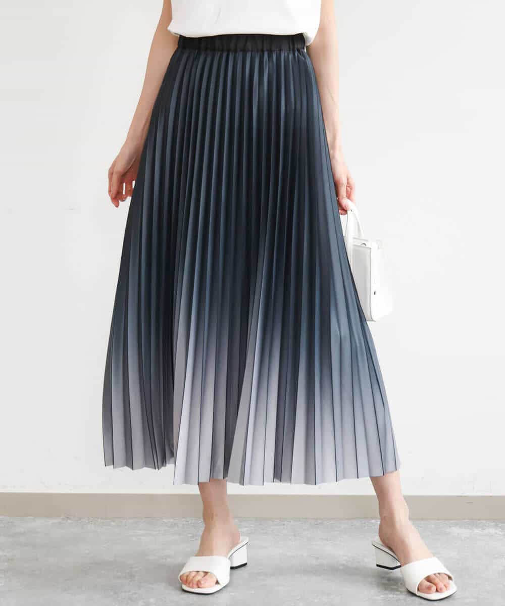 FUHGD02150 MK MICHEL KLEIN(MK ミッシェルクラン) [洗える]グラデーションデザインニットプリーツスカート ブルー