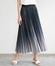 FUHGD02150 MK MICHEL KLEIN(MK ミッシェルクラン) [洗える]グラデーションデザインニットプリーツスカート ブルー