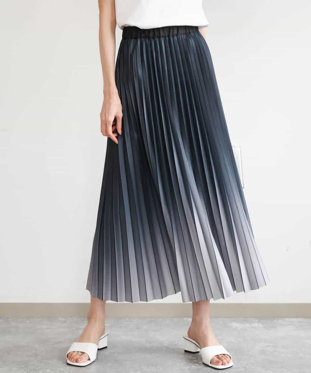 FUHGD02150 MK MICHEL KLEIN(MK ミッシェルクラン) [洗える]グラデーションデザインニットプリーツスカート ブルー