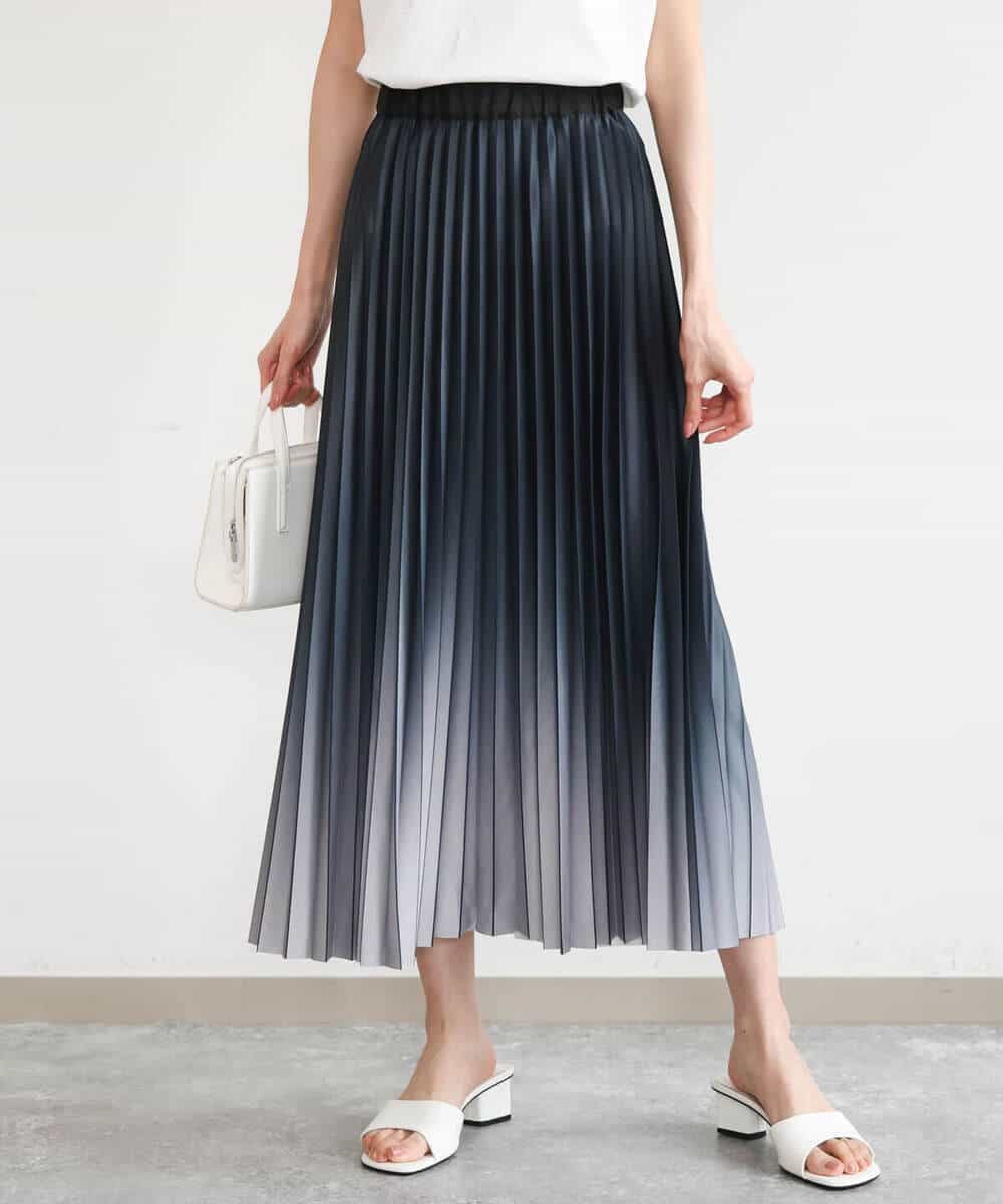 FUHGD02150 MK MICHEL KLEIN(MK ミッシェルクラン) [洗える]グラデーションデザインニットプリーツスカート ブルー