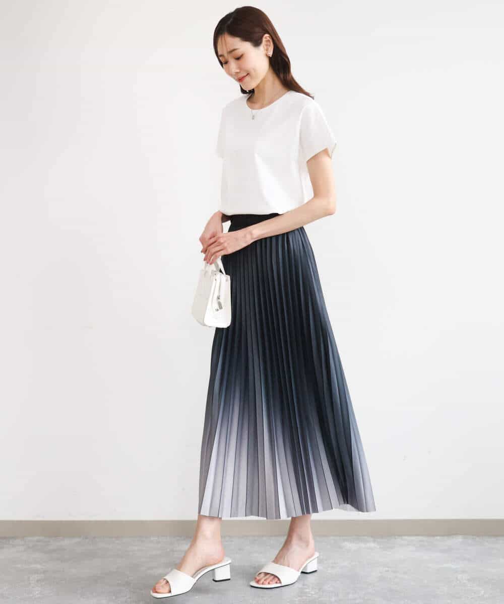 FUHGD02150 MK MICHEL KLEIN(MK ミッシェルクラン) [洗える]グラデーションデザインニットプリーツスカート ブルー