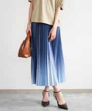 FUHGD02150 MK MICHEL KLEIN(MK ミッシェルクラン) [洗える]グラデーションデザインニットプリーツスカート ブルー