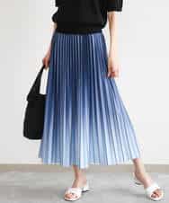 FUHGD02150 MK MICHEL KLEIN(MK ミッシェルクラン) [洗える]グラデーションデザインニットプリーツスカート ブルー