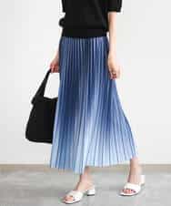 FUHGD02150 MK MICHEL KLEIN(MK ミッシェルクラン) [洗える]グラデーションデザインニットプリーツスカート ブルー