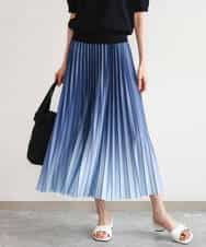 FUHGD02150 MK MICHEL KLEIN(MK ミッシェルクラン) [洗える]グラデーションデザインニットプリーツスカート ブルー