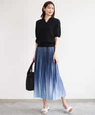 FUHGD02150 MK MICHEL KLEIN(MK ミッシェルクラン) [洗える]グラデーションデザインニットプリーツスカート ブルー