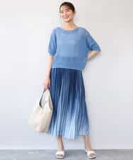 FUHGD02150 MK MICHEL KLEIN(MK ミッシェルクラン) [洗える]グラデーションデザインニットプリーツスカート ブルー