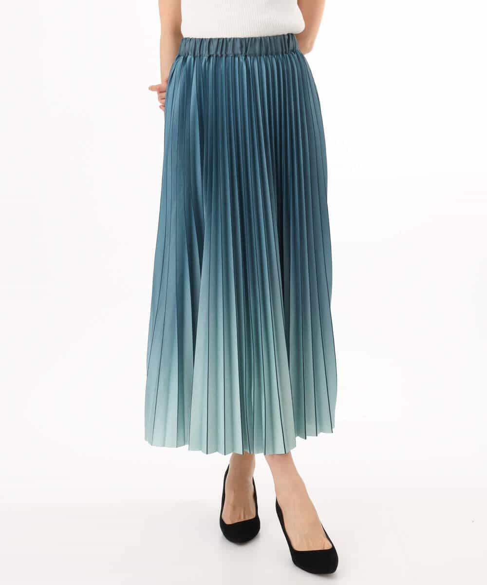 FUHGD02150 MK MICHEL KLEIN(MK ミッシェルクラン) [洗える]グラデーションデザインニットプリーツスカート ブルー