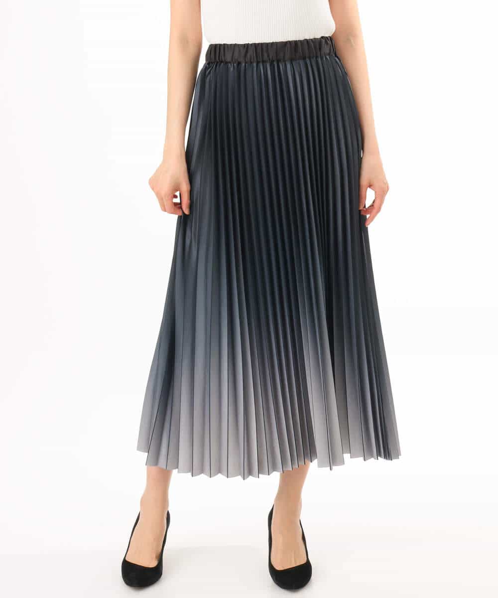 FUHGD02150 MK MICHEL KLEIN(MK ミッシェルクラン) [洗える]グラデーションデザインニットプリーツスカート ブルー