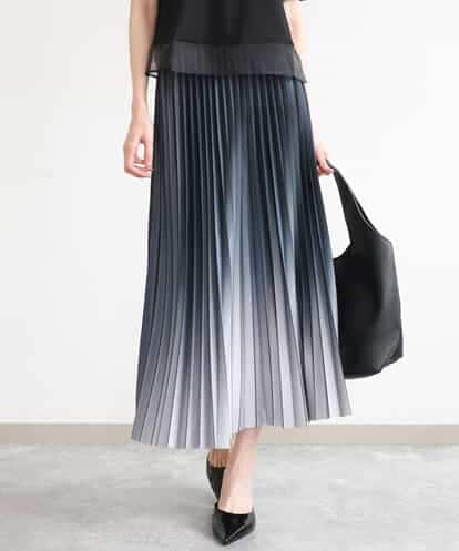 FUHGD02150 MK MICHEL KLEIN [洗える]グラデーションデザインニットプリーツスカート