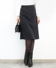 FUHJA01140 MK MICHEL KLEIN(MK ミッシェルクラン) メランジ調セミフレアースカート/セットアップ対応/洗える ブラック