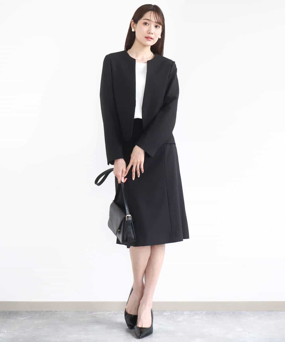FUHJA01140 MK MICHEL KLEIN(MK ミッシェルクラン) メランジ調セミフレアースカート/セットアップ対応/洗える ベージュ