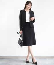 FUHJA01140 MK MICHEL KLEIN(MK ミッシェルクラン) メランジ調セミフレアースカート/セットアップ対応/洗える ベージュ