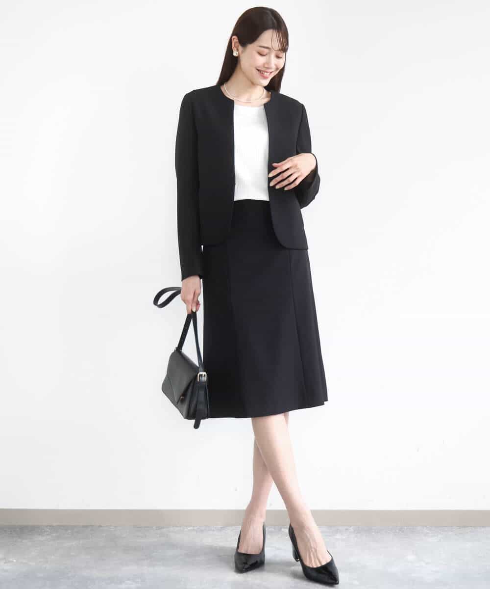 FUHJA01140 MK MICHEL KLEIN(MK ミッシェルクラン) メランジ調セミフレアースカート/セットアップ対応/洗える ベージュ