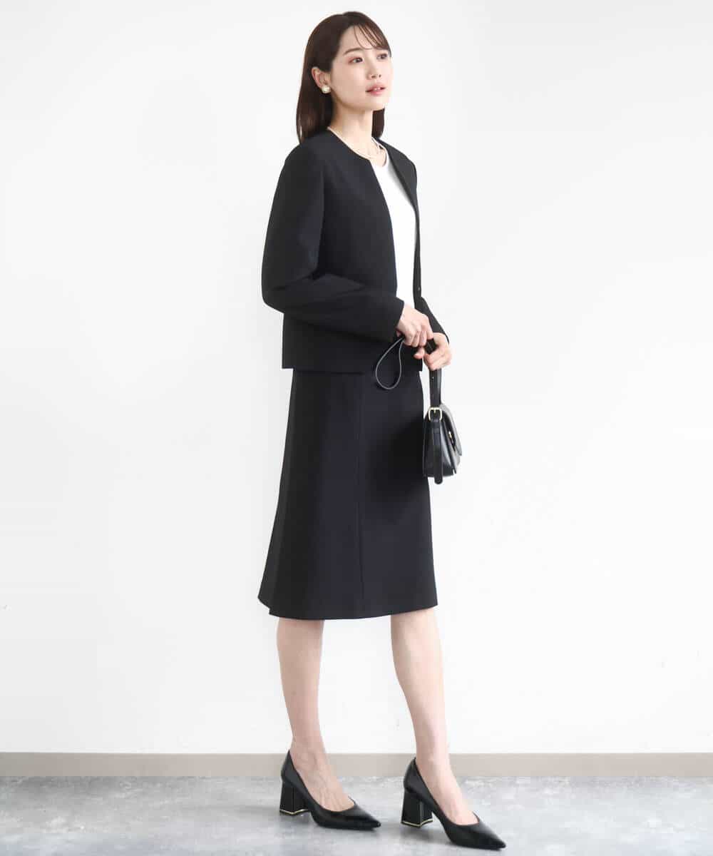 FUHJA01140 MK MICHEL KLEIN(MK ミッシェルクラン) メランジ調セミフレアースカート/セットアップ対応/洗える ベージュ