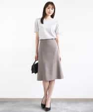 FUHJA01140 MK MICHEL KLEIN(MK ミッシェルクラン) メランジ調セミフレアースカート/セットアップ対応/洗える ベージュ