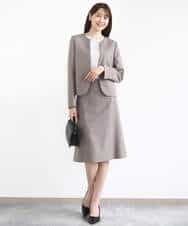 FUHJA01140 MK MICHEL KLEIN(MK ミッシェルクラン) メランジ調セミフレアースカート/セットアップ対応/洗える ベージュ