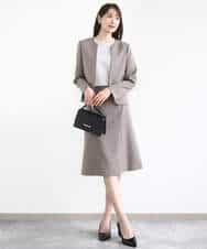 FUHJA01140 MK MICHEL KLEIN(MK ミッシェルクラン) メランジ調セミフレアースカート/セットアップ対応/洗える ベージュ