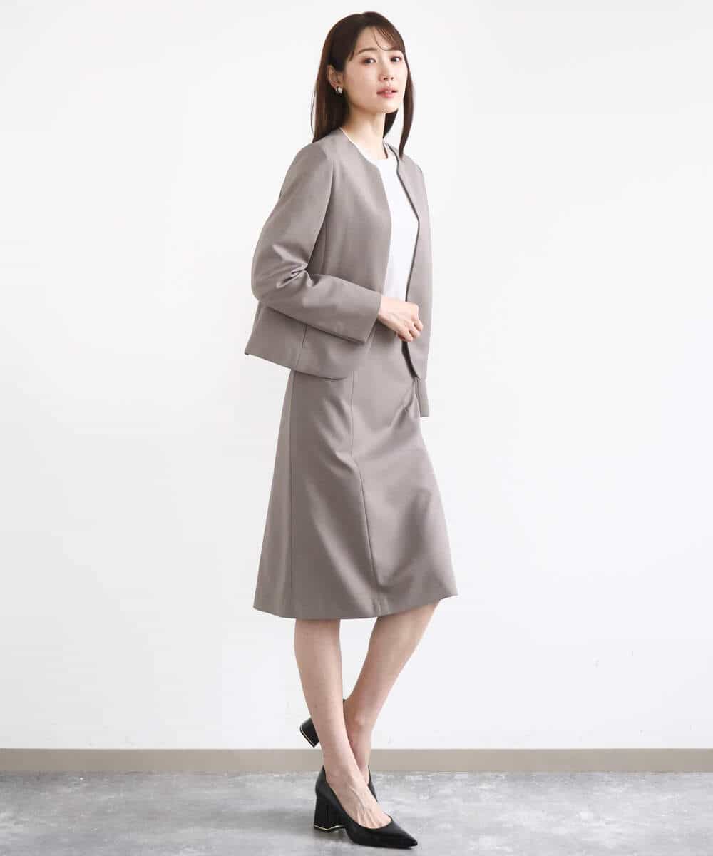 FUHJA01140 MK MICHEL KLEIN(MK ミッシェルクラン) メランジ調セミフレアースカート/セットアップ対応/洗える ベージュ