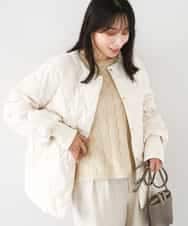 FUJAD50300 MK MICHEL KLEIN(MK ミッシェルクラン) ノーカラーミドル丈ダウンコート アイボリー