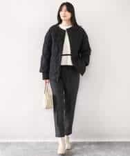 FUJAD50300 MK MICHEL KLEIN(MK ミッシェルクラン) ノーカラーミドル丈ダウンコート アイボリー