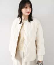 FUJAD50300 MK MICHEL KLEIN(MK ミッシェルクラン) ノーカラーミドル丈ダウンコート アイボリー