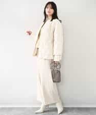 FUJAD50300 MK MICHEL KLEIN(MK ミッシェルクラン) ノーカラーミドル丈ダウンコート アイボリー