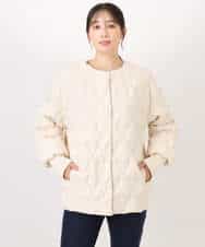 FUJAD50300 MK MICHEL KLEIN(MK ミッシェルクラン) ノーカラーミドル丈ダウンコート アイボリー